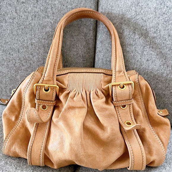 Miu Miu Handbags - Miu Miu Ruched Leather Handle Bag